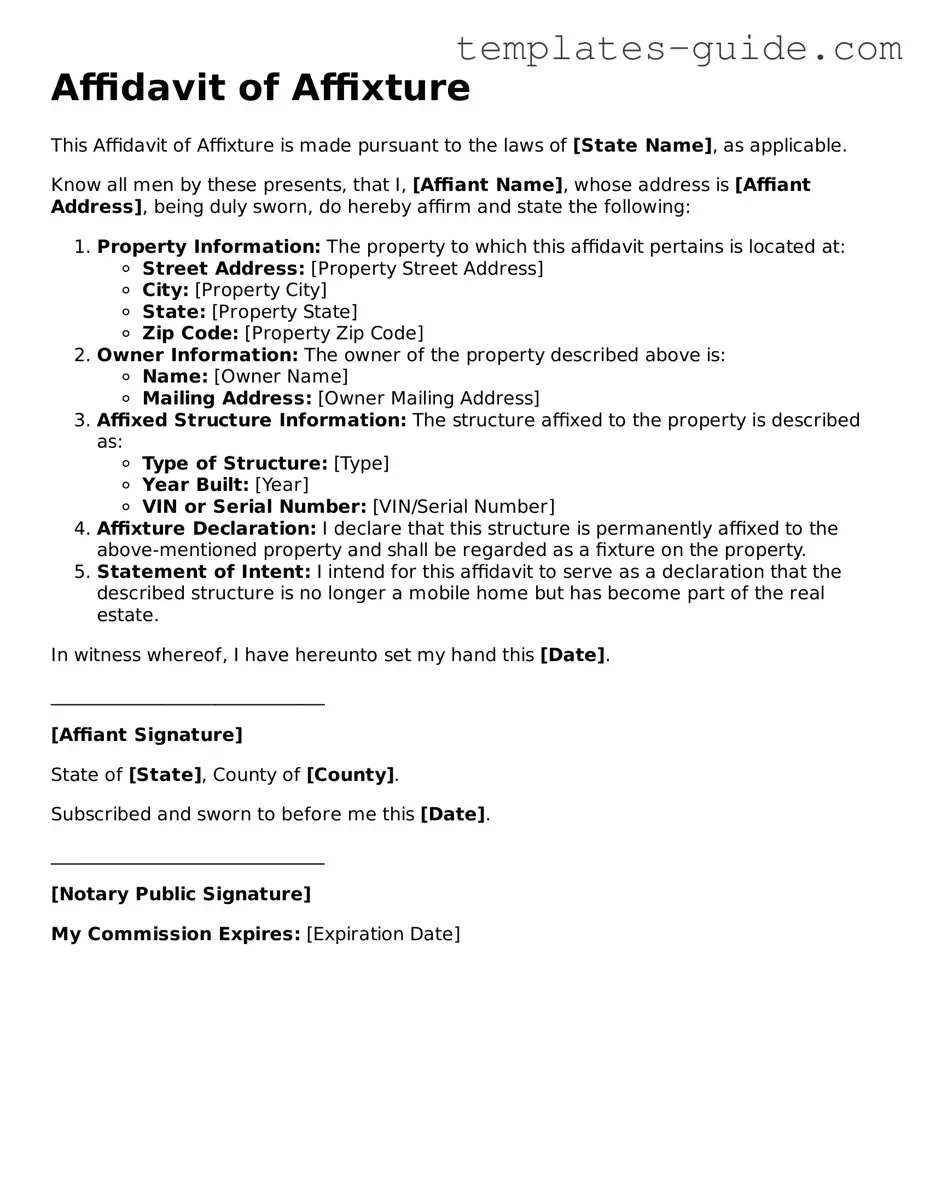 Affidavit of Affixture Template