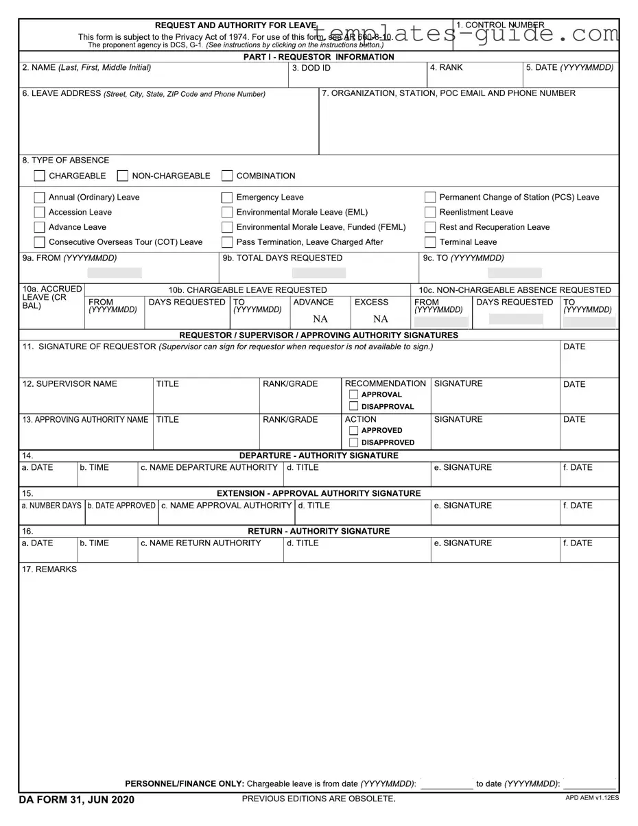 Fill Out a Valid Da 31 Template