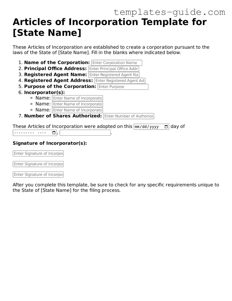 Articles of Incorporation Template