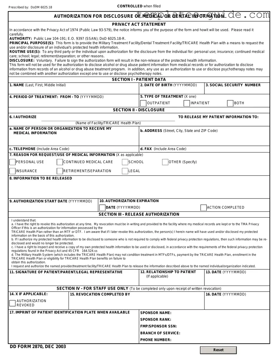 Fill Out a Valid DD 2870 Template