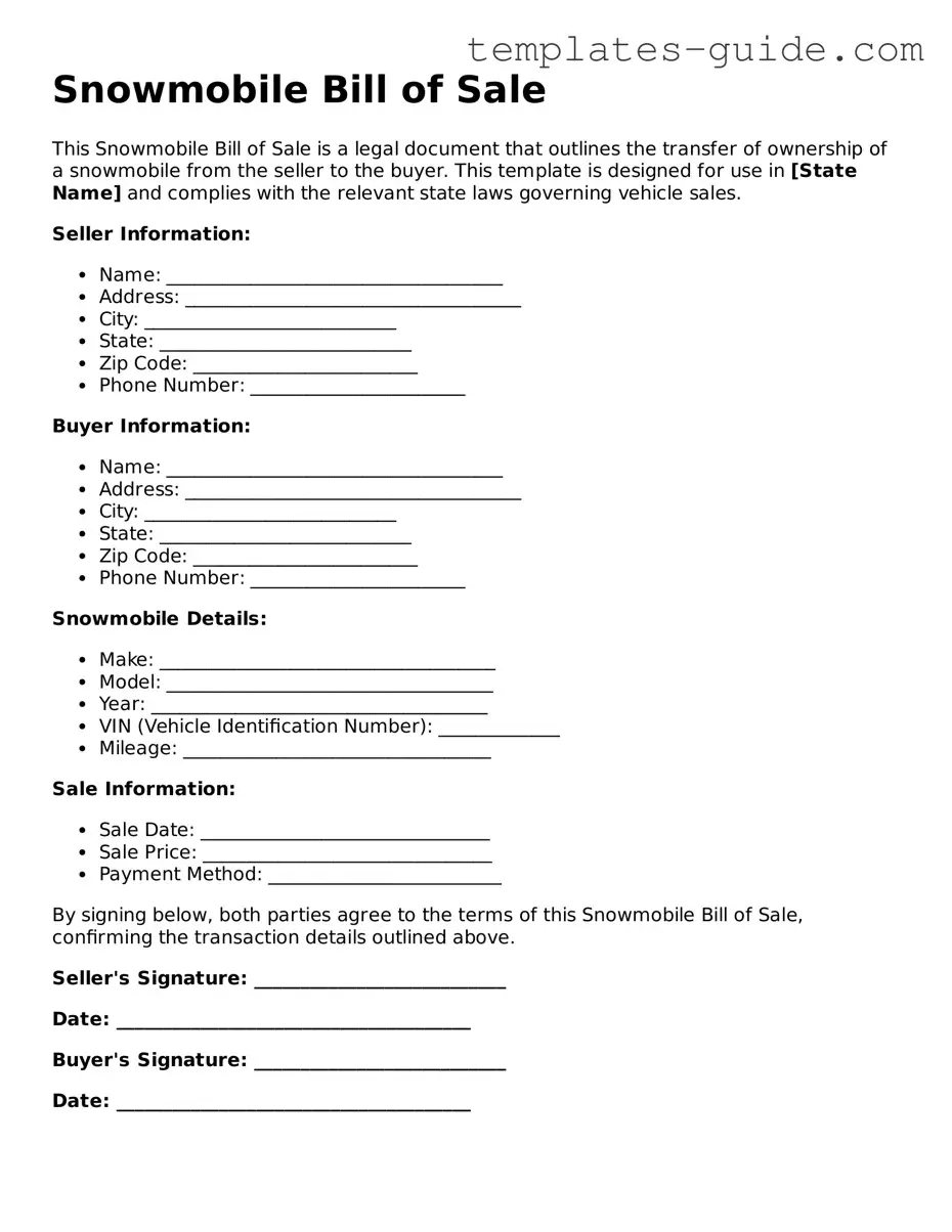 Snowmobile Bill of Sale Template