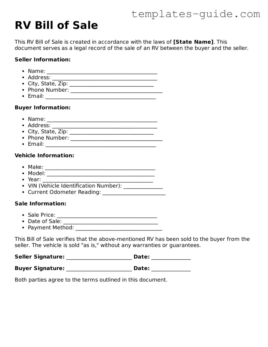 RV Bill of Sale Template