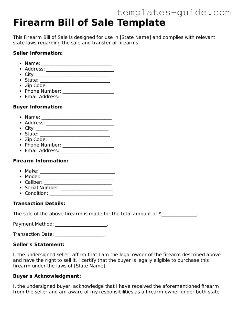 Firearm Bill of Sale Template