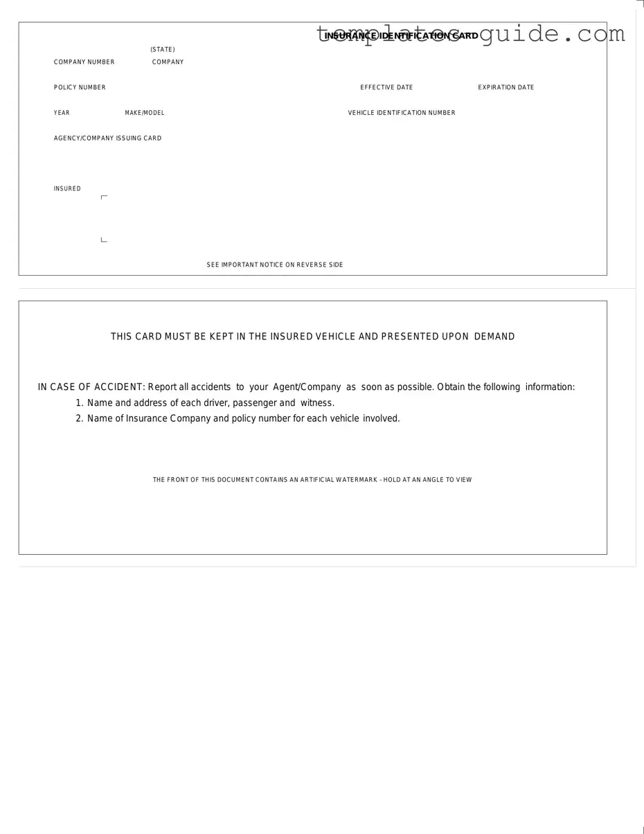 Fill Out a Valid Auto Insurance Card Template