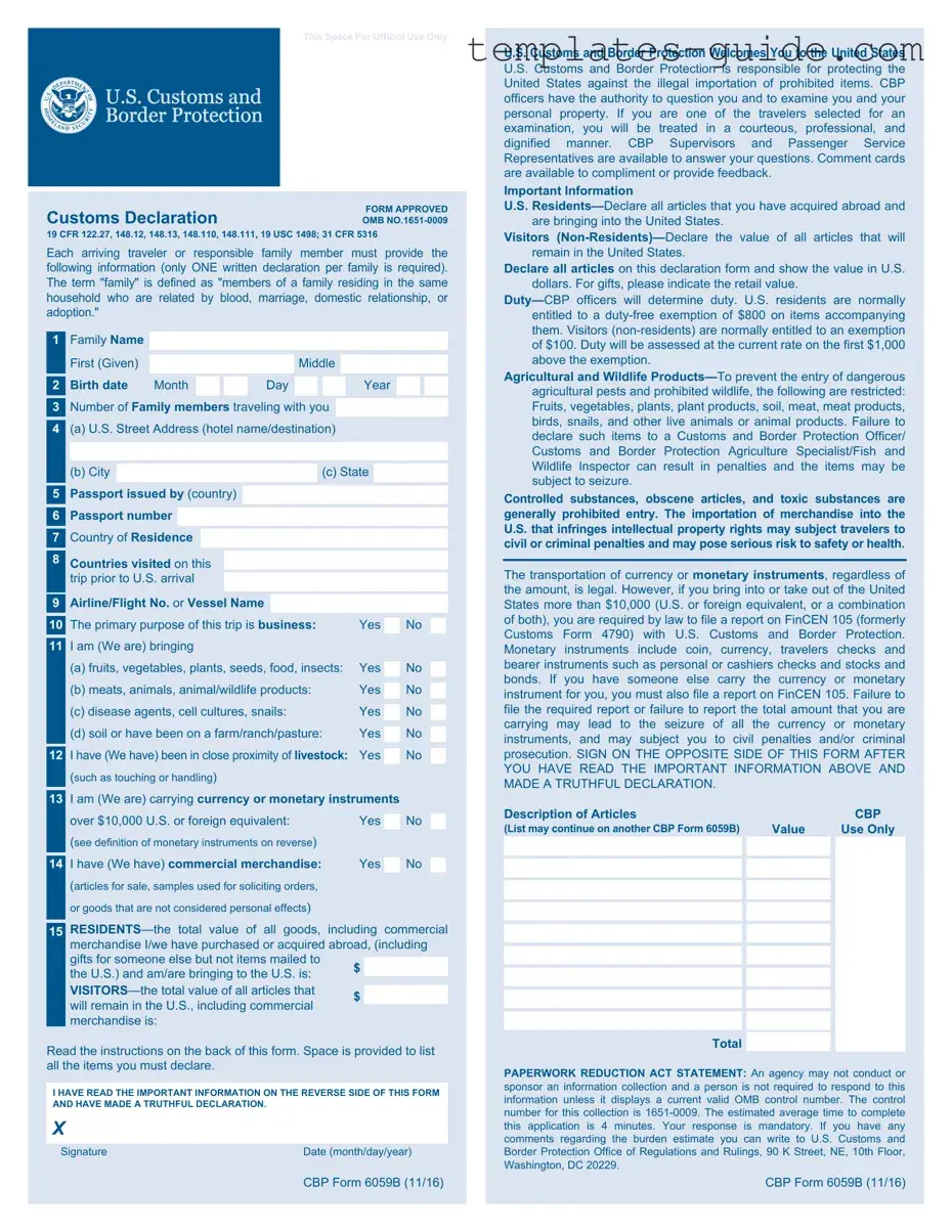 Fill Out a Valid CBP 6059B Template