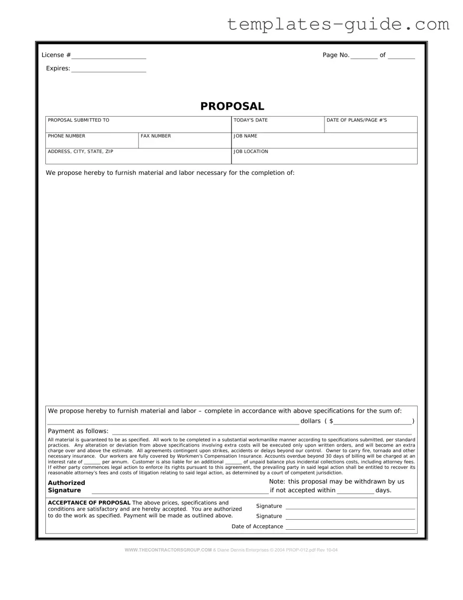 Fill Out a Valid Construction proposal form Template