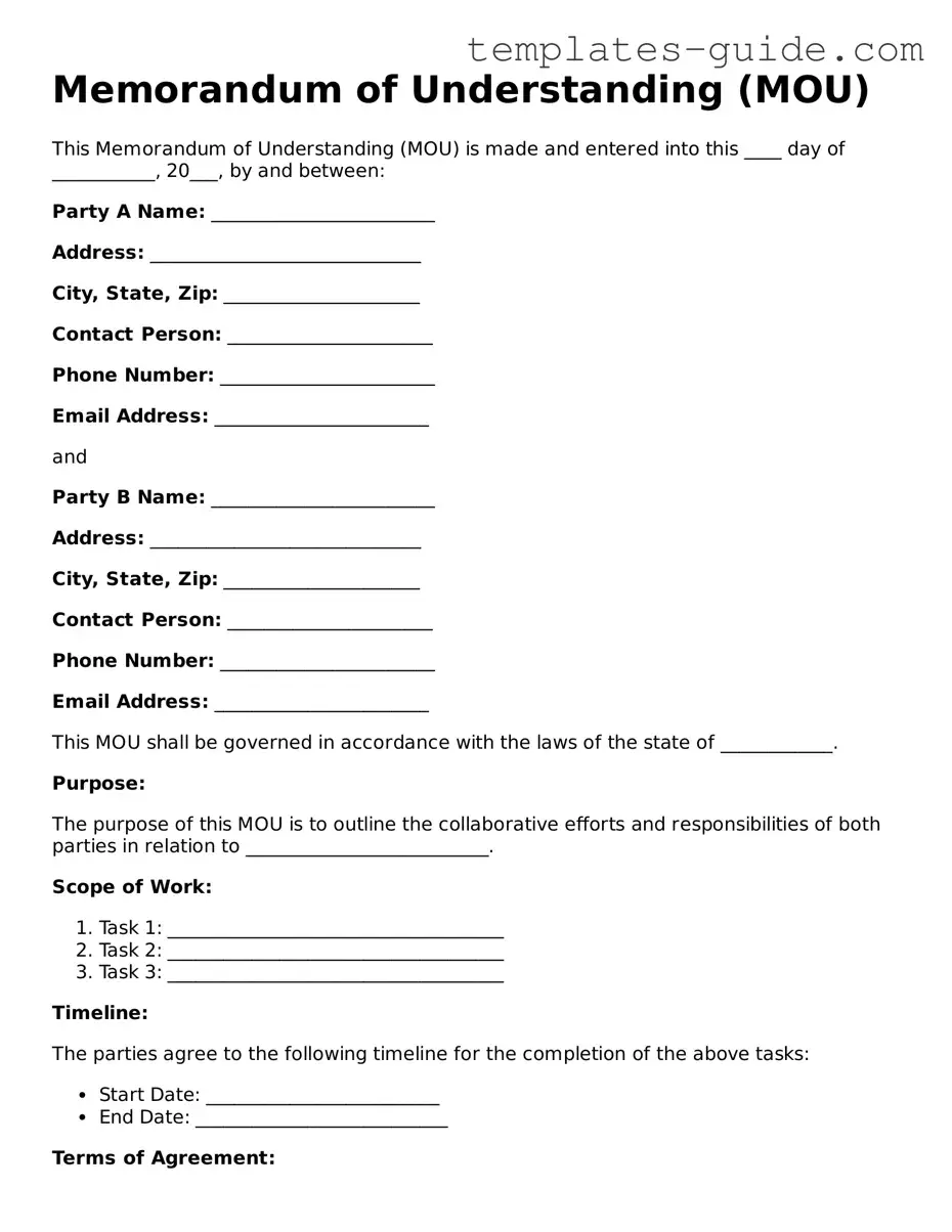 Memorandum of Understanding Template