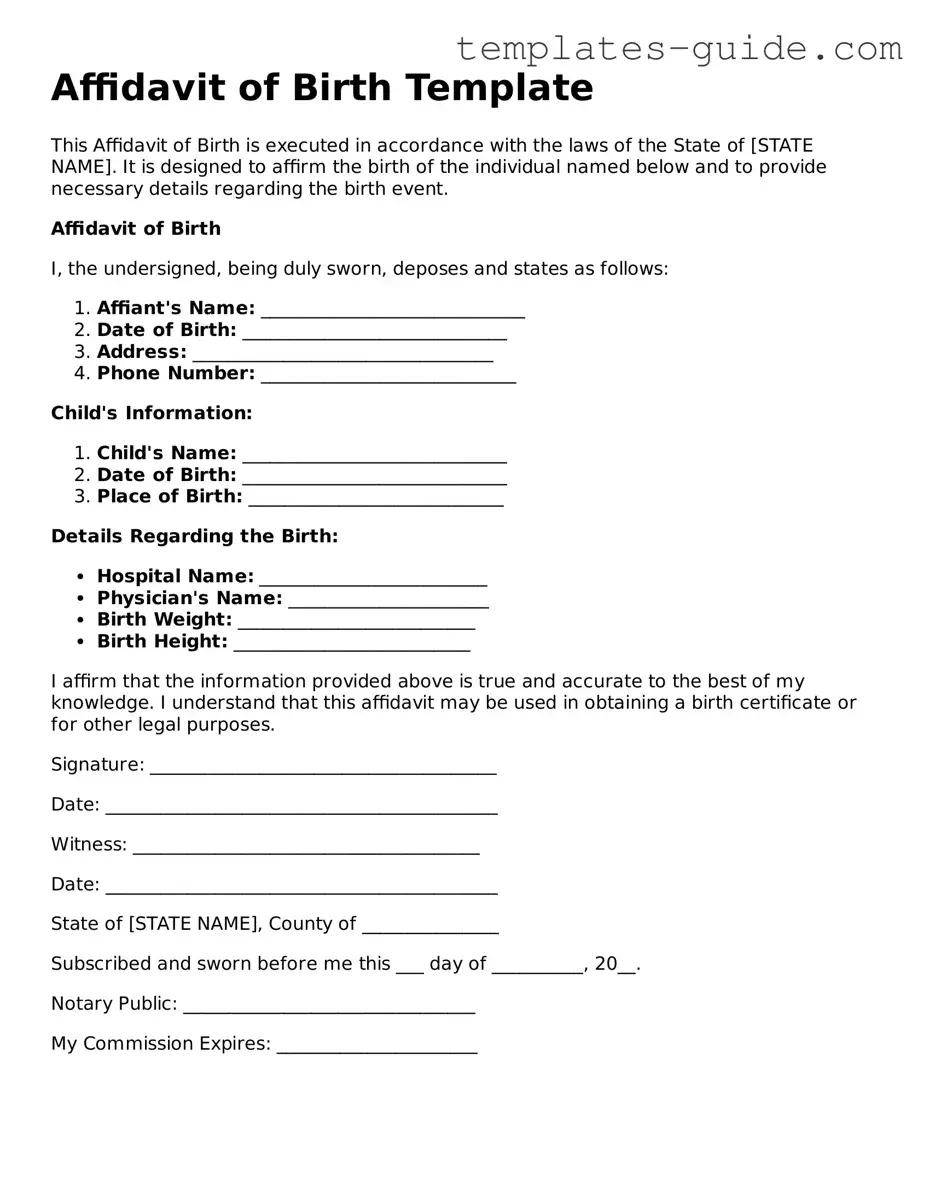 Affidavit of Birth Template