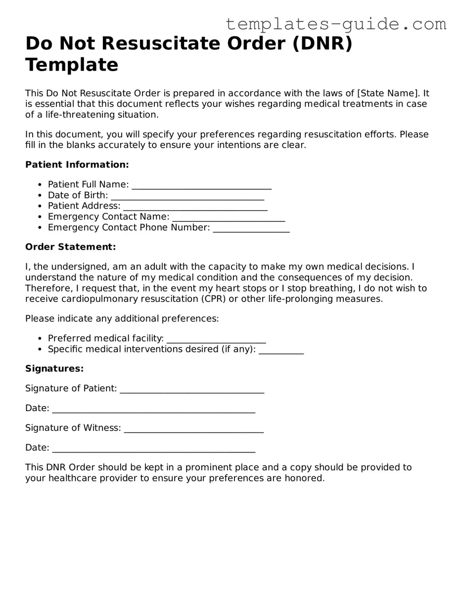 Do Not Resuscitate Order Template