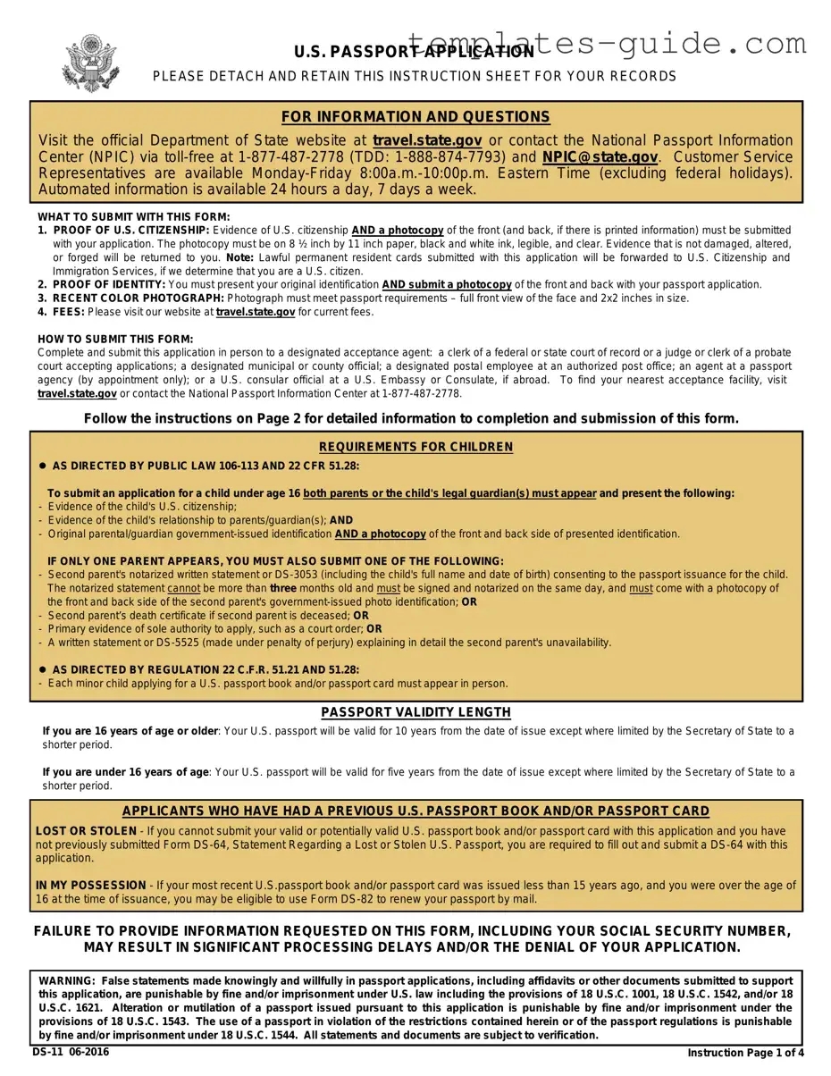 Fill Out a Valid DS-11 U.S. Passport application Template