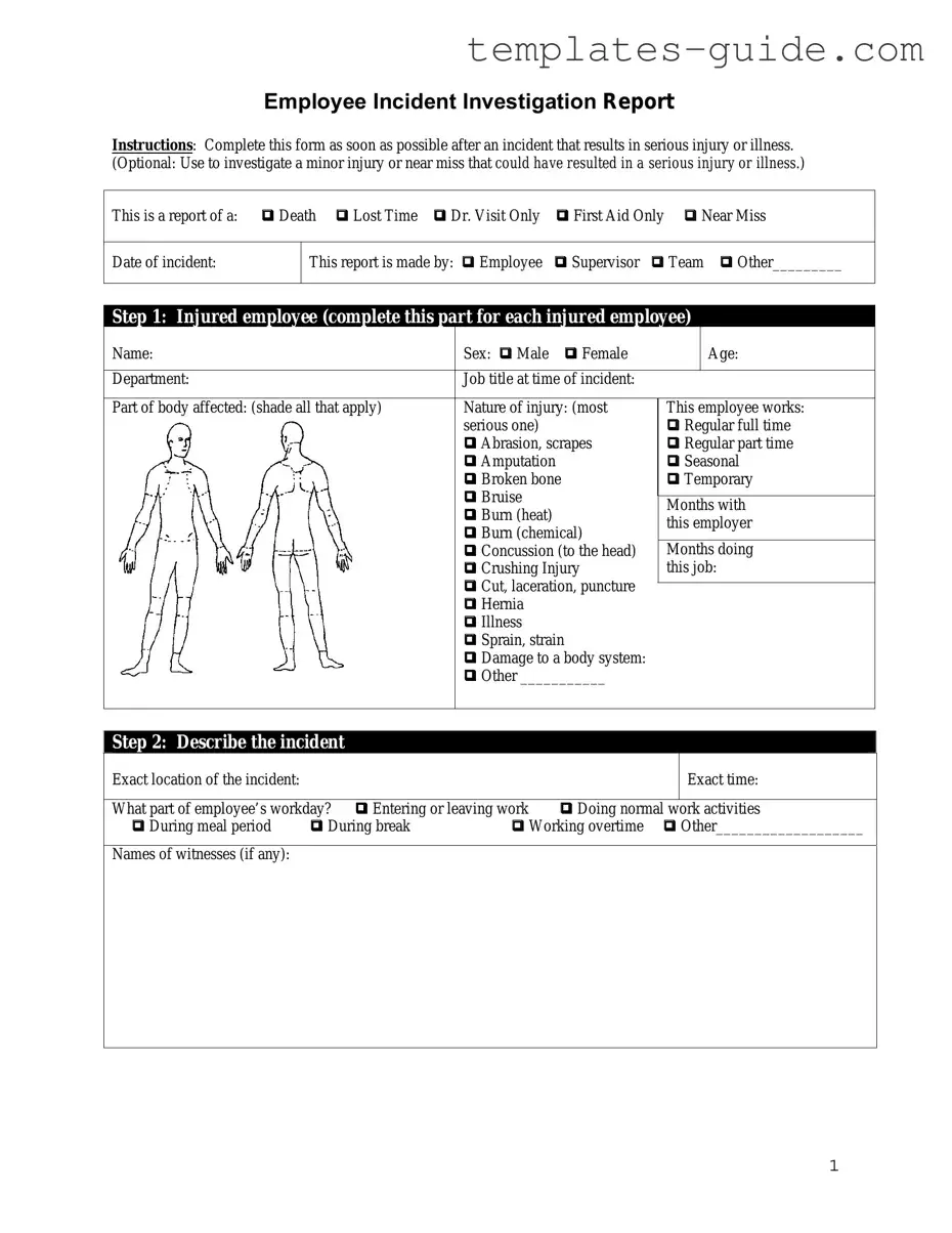 Fill Out a Valid Employee Accident Report Template