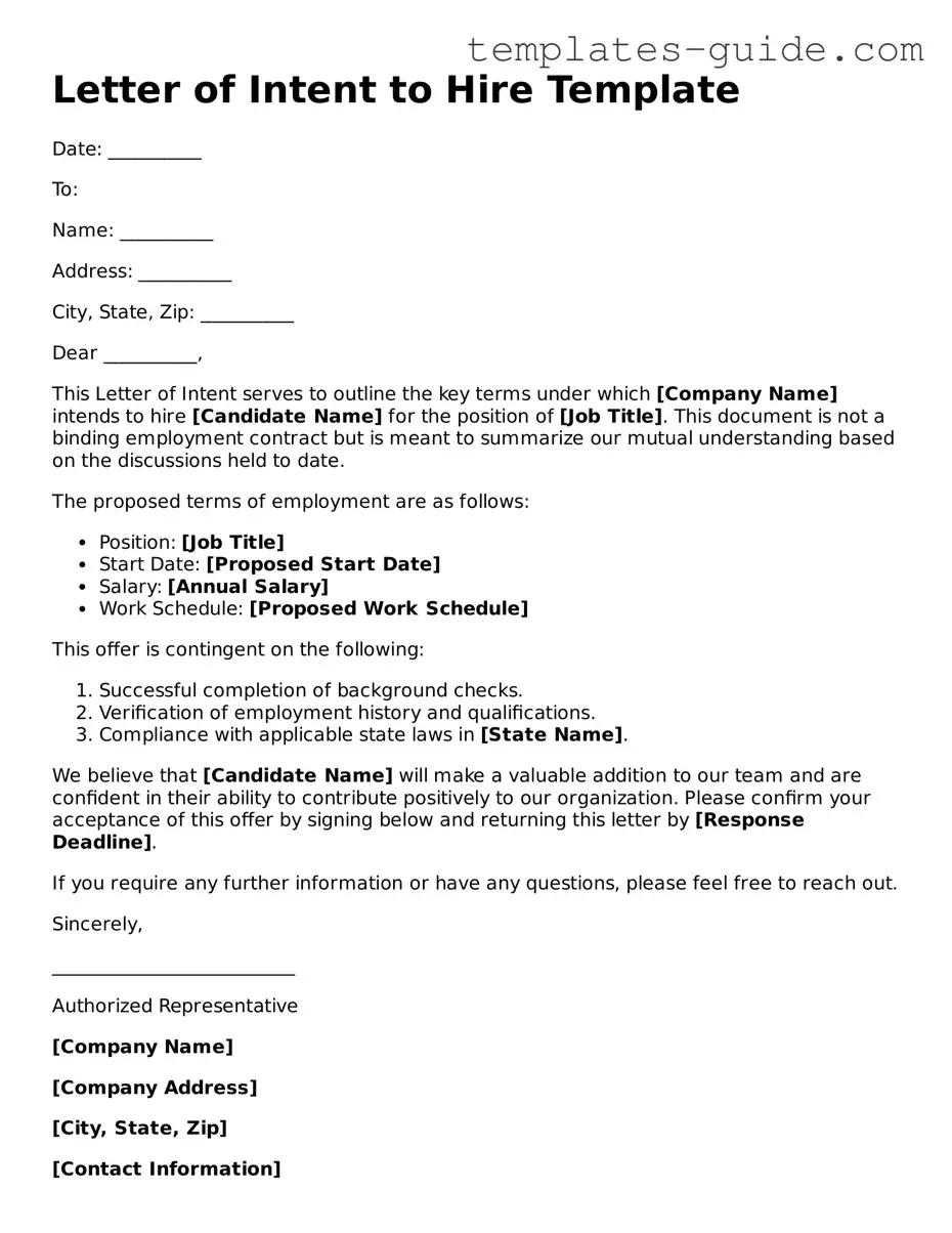 Letter of Intent to Hire Template