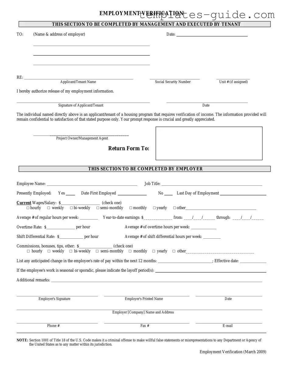 Fill Out a Valid Employment verification form Template