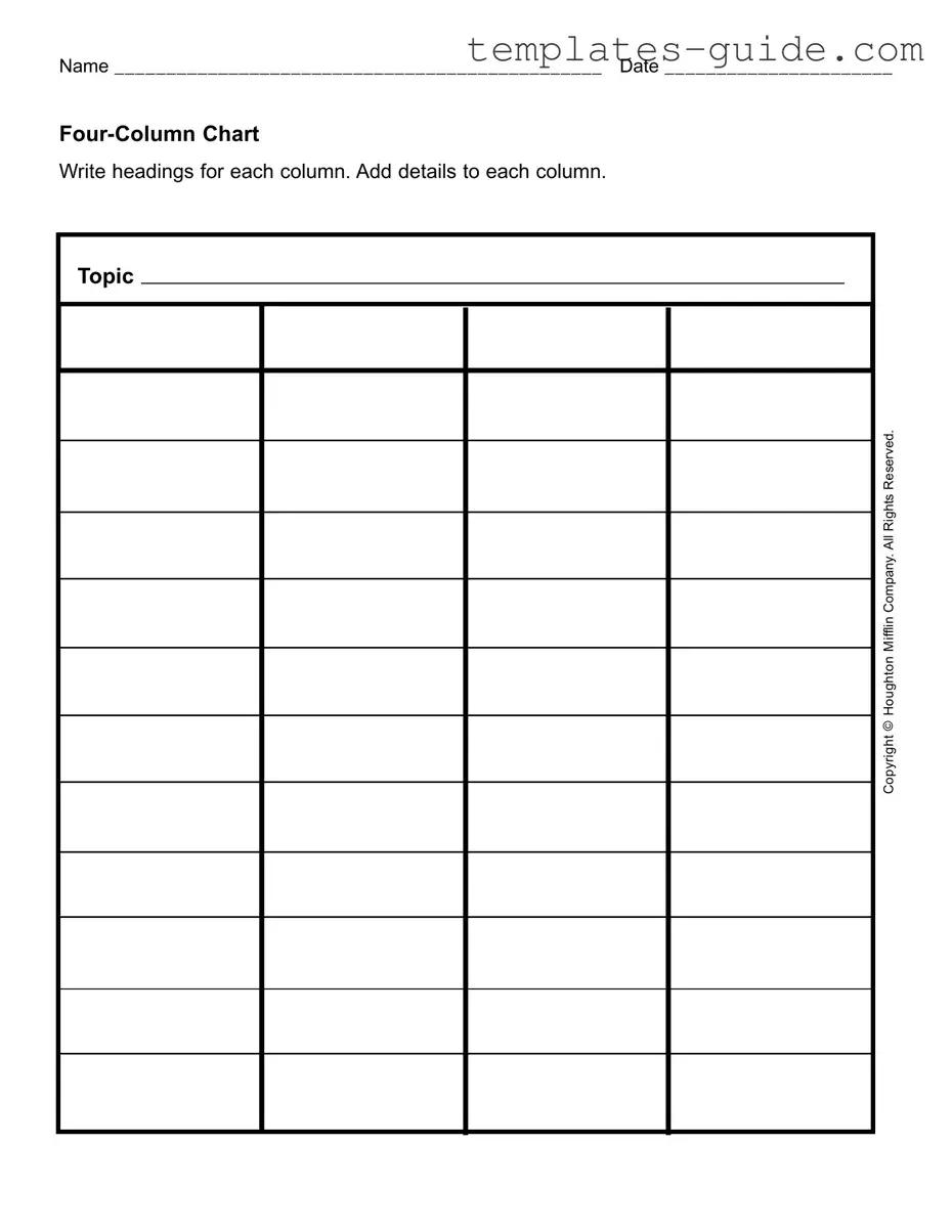 Fill Out a Valid Four Column Chart Template