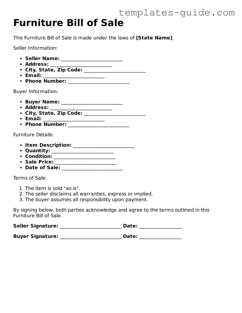 Furniture Bill of Sale Template