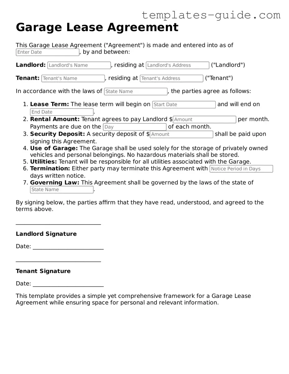 Garage Lease Agreement Template