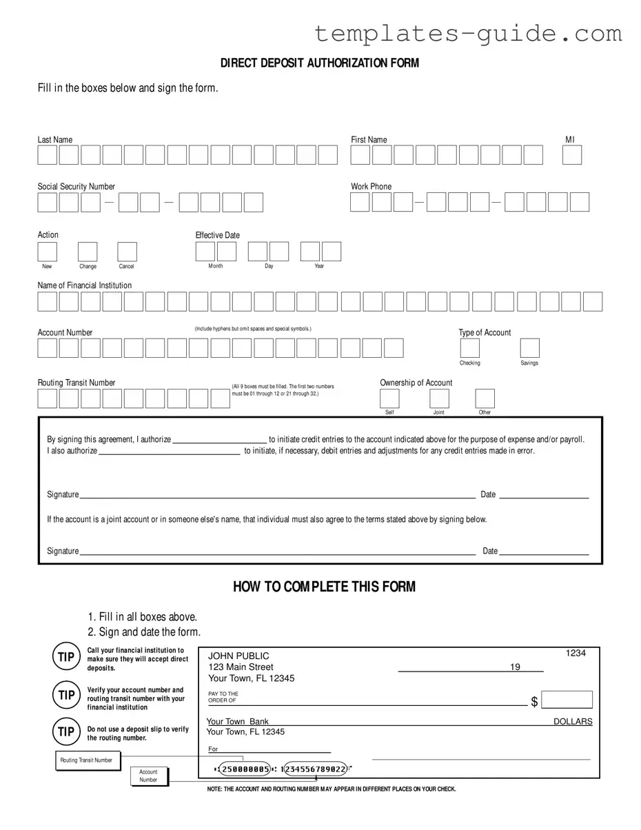 Fill Out a Valid Generic Direct Deposit Template
