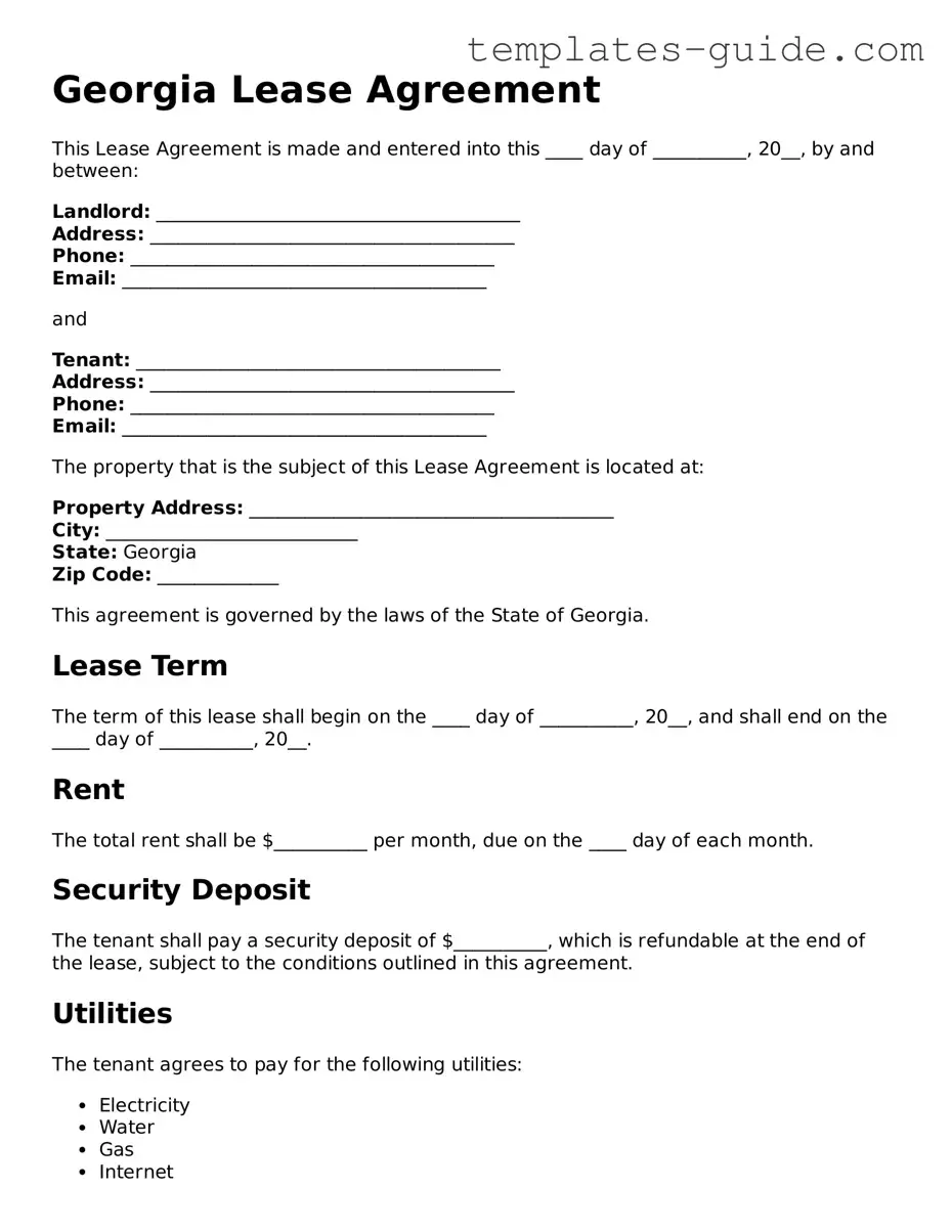Free  Lease Agreement Form for Georgia