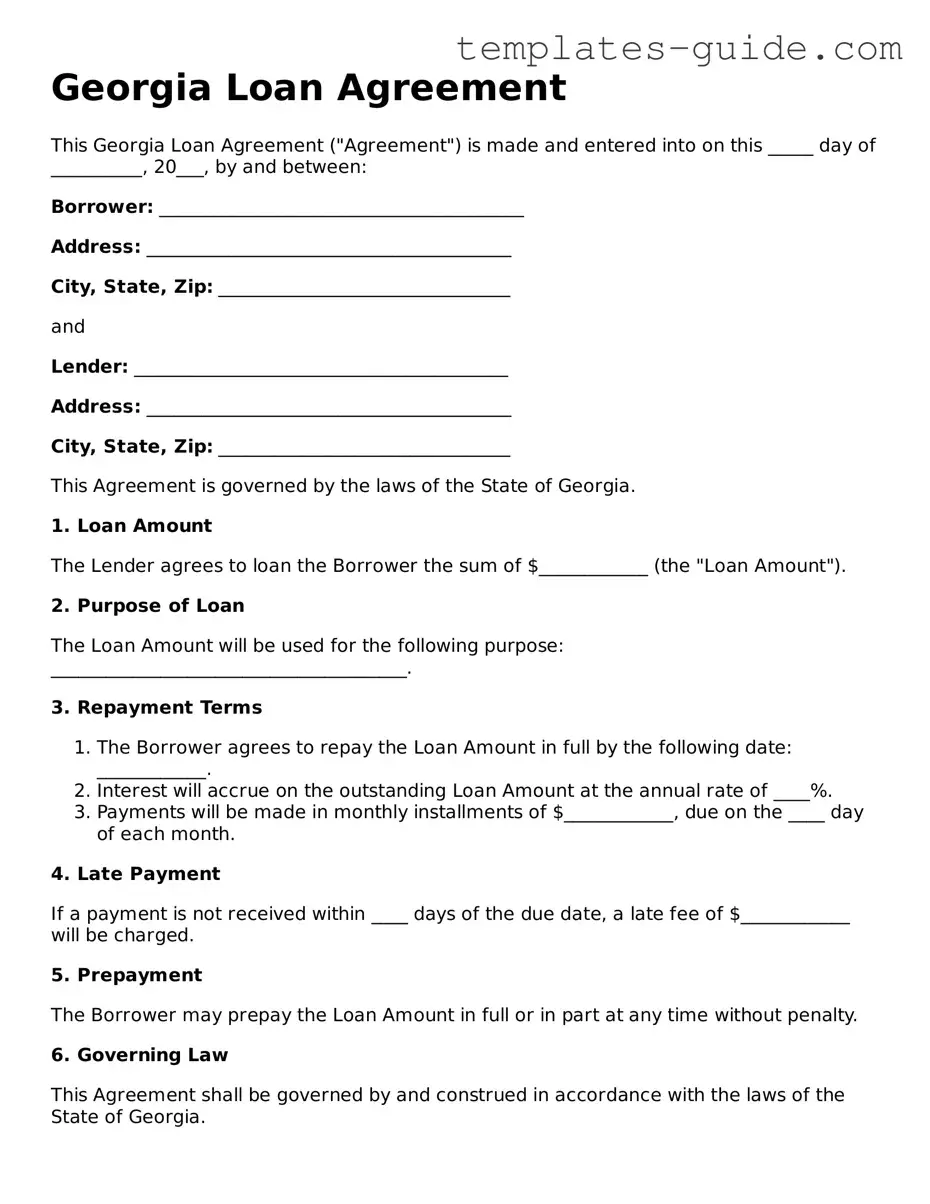 Free  Loan Agreement Form for Georgia
