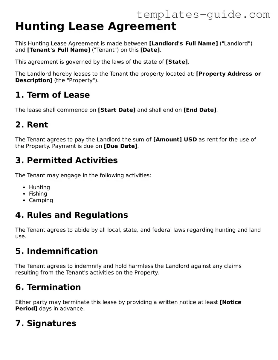 Hunting Lease Agreement Template