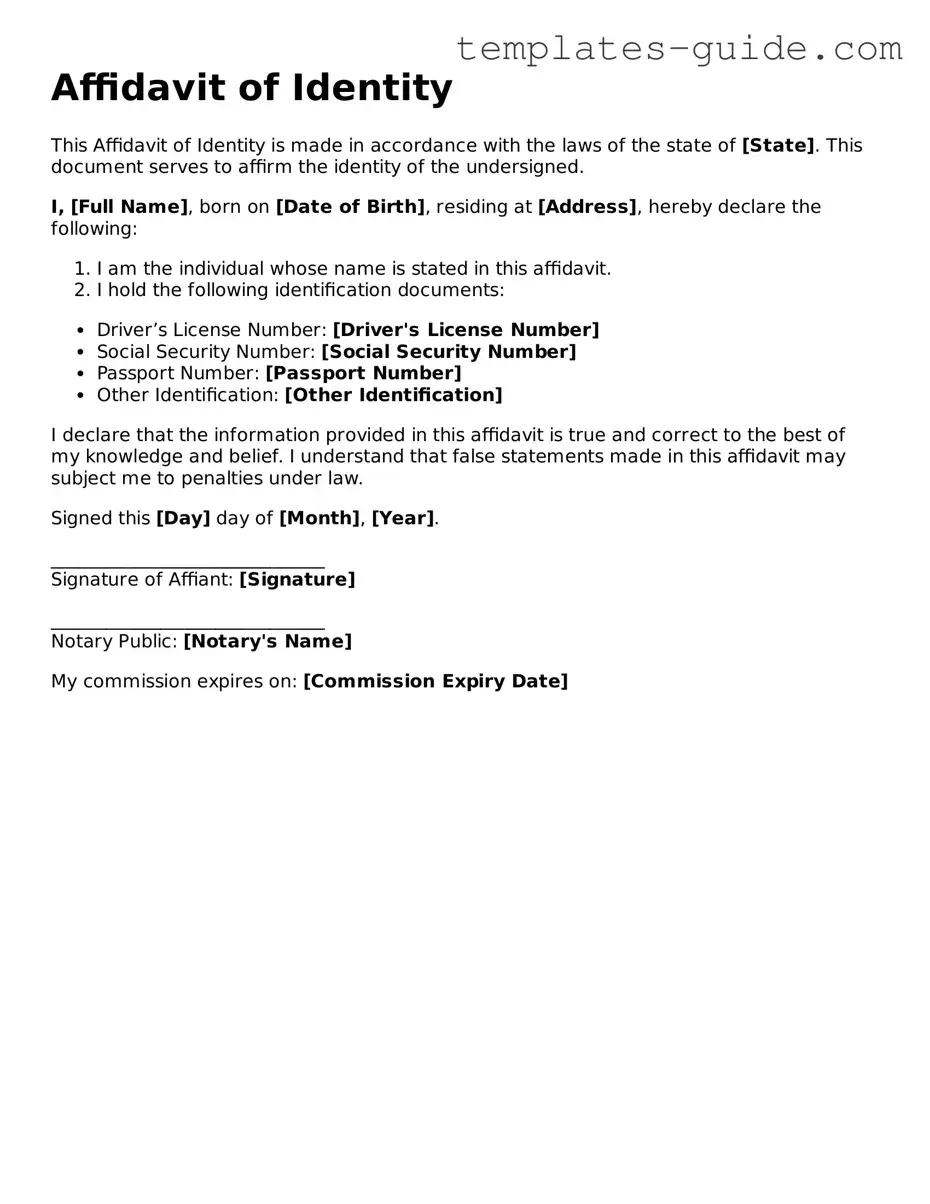 Affidavit of Identity Template