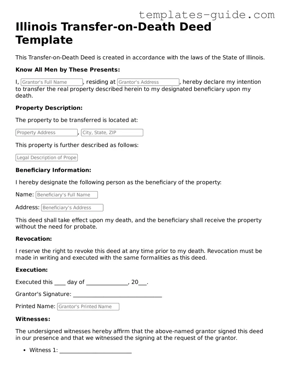 Free  Transfer-on-Death Deed Form for Illinois