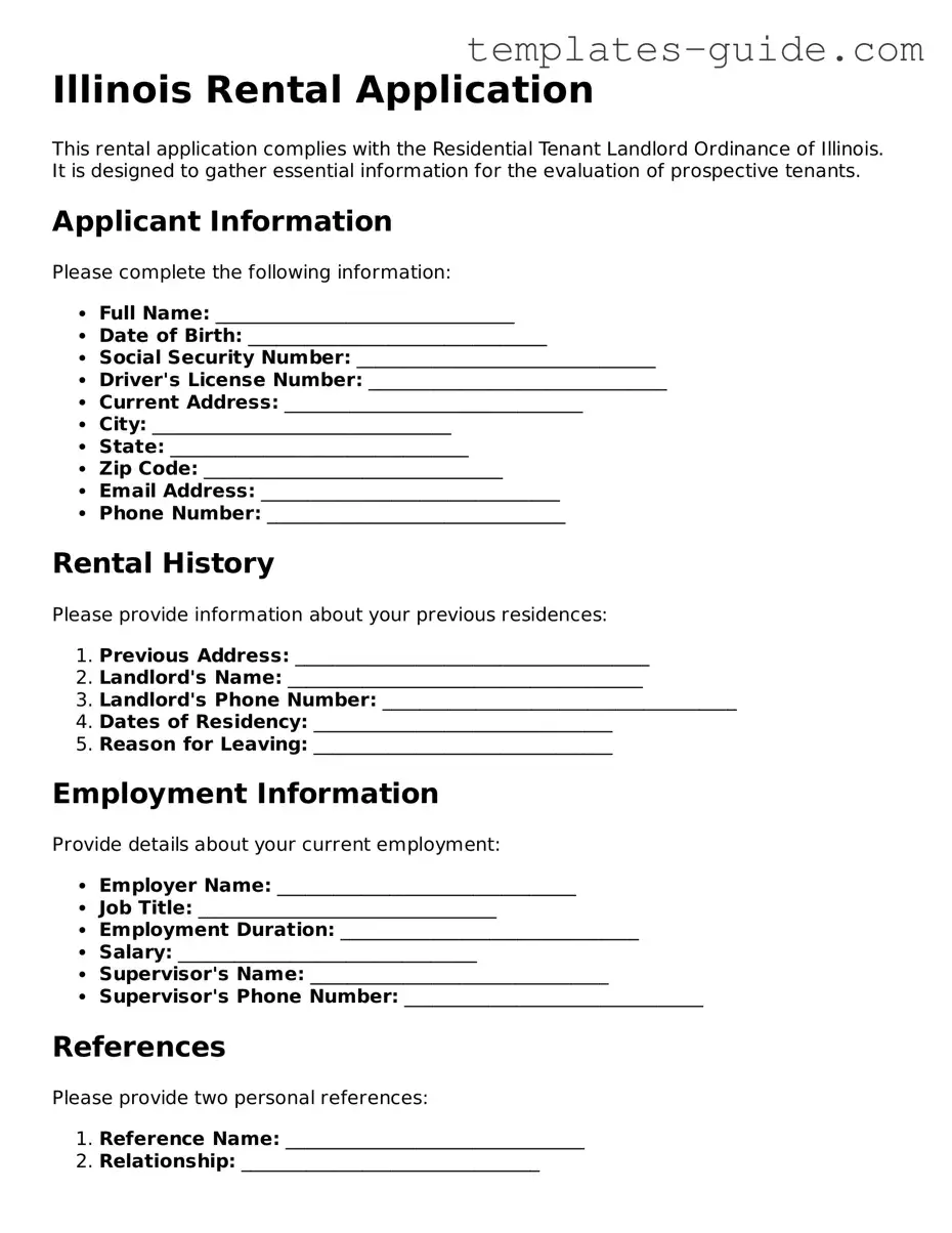 Free  Rental Application Form for Illinois