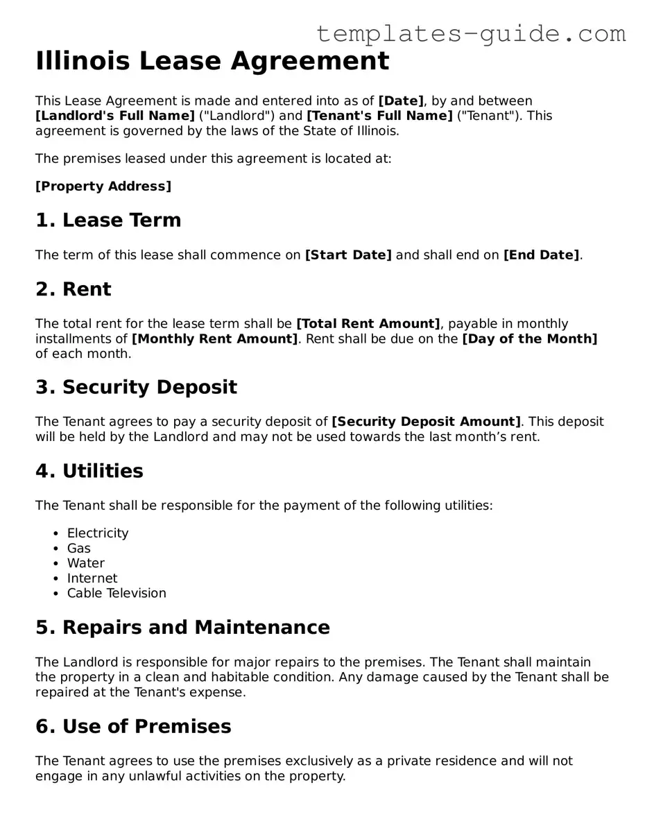 Free  Lease Agreement Form for Illinois