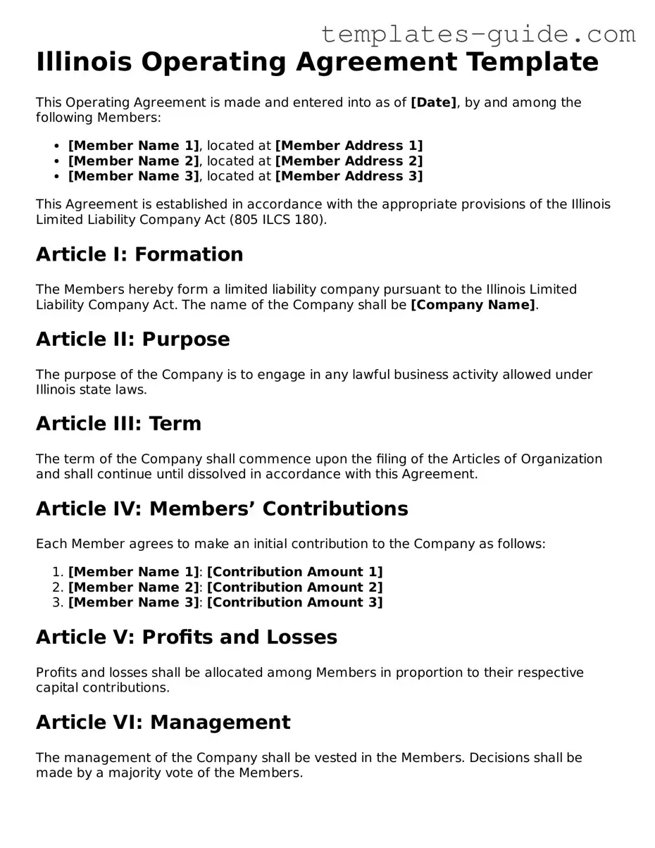 Free  Operating Agreement Form for Illinois