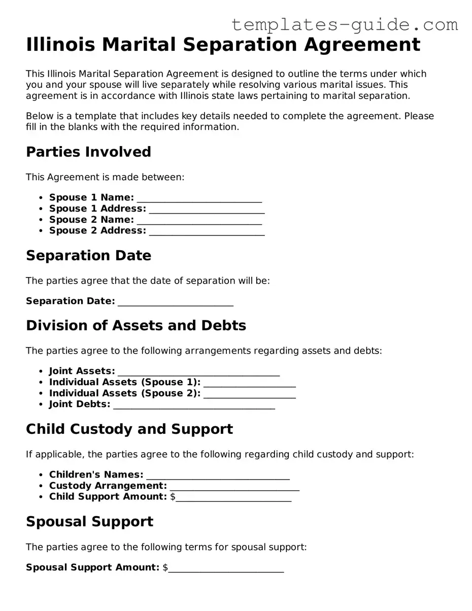 Free  Marital Separation Agreement Form for Illinois