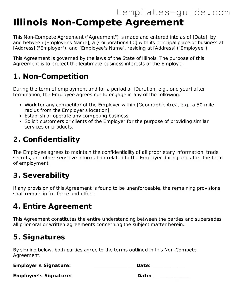 Free  Non-compete Agreement Form for Illinois