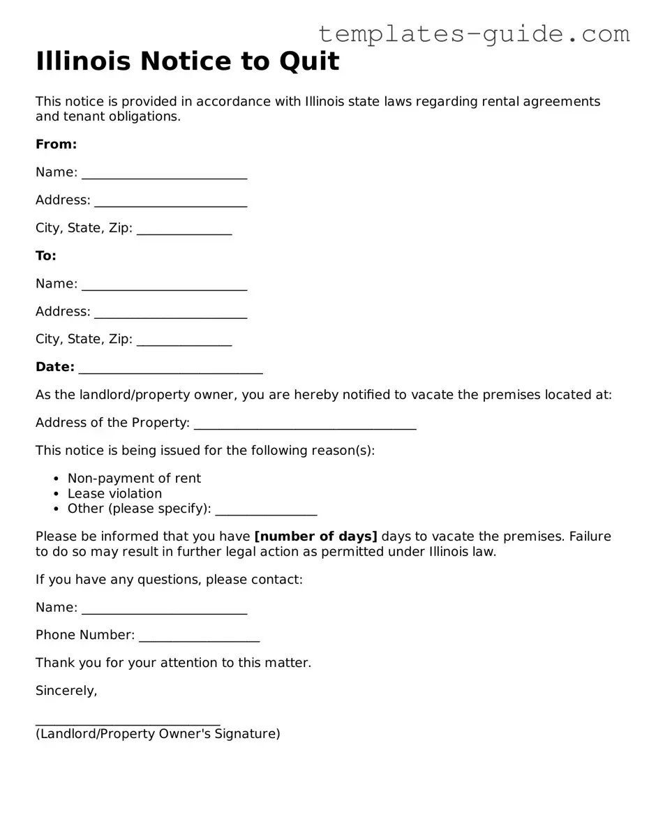Free  Notice to Quit Form for Illinois