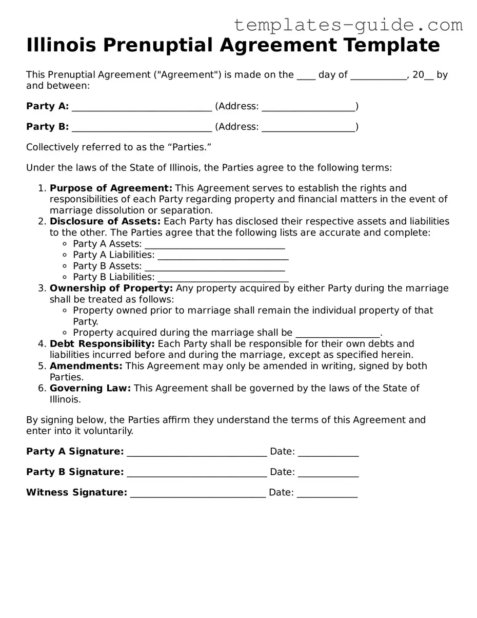 Free  Prenuptial Agreement Form for Illinois