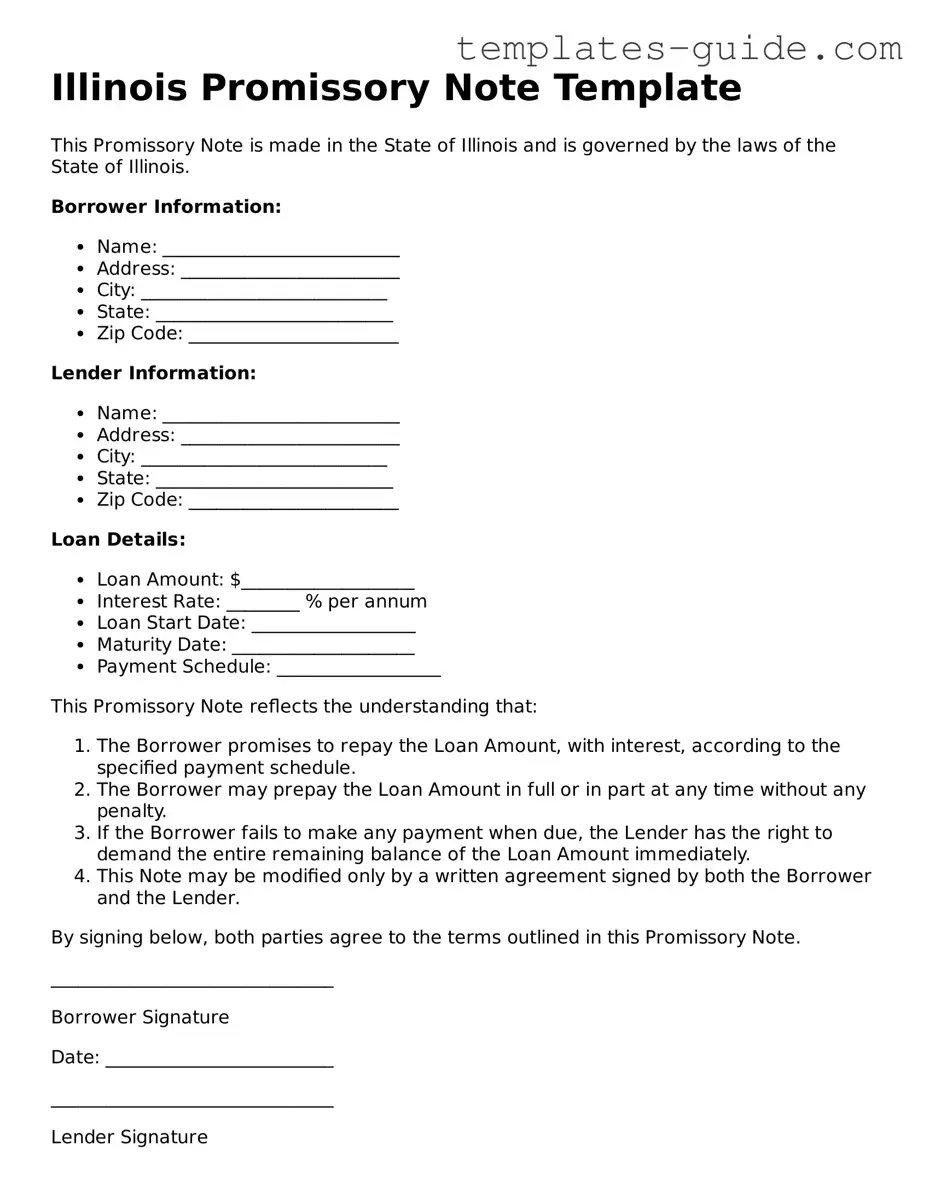 Free  Promissory Note Form for Illinois