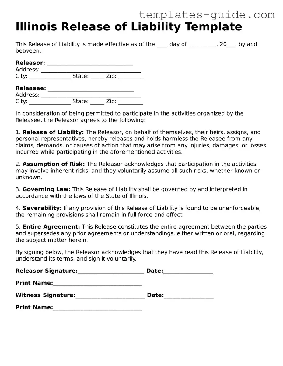 Free  Release of Liability Form for Illinois