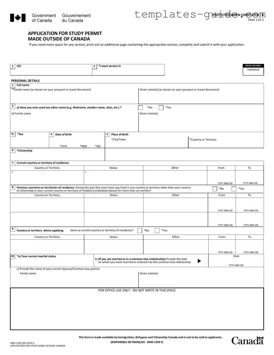 Fill Out a Valid Imm 1294 Template