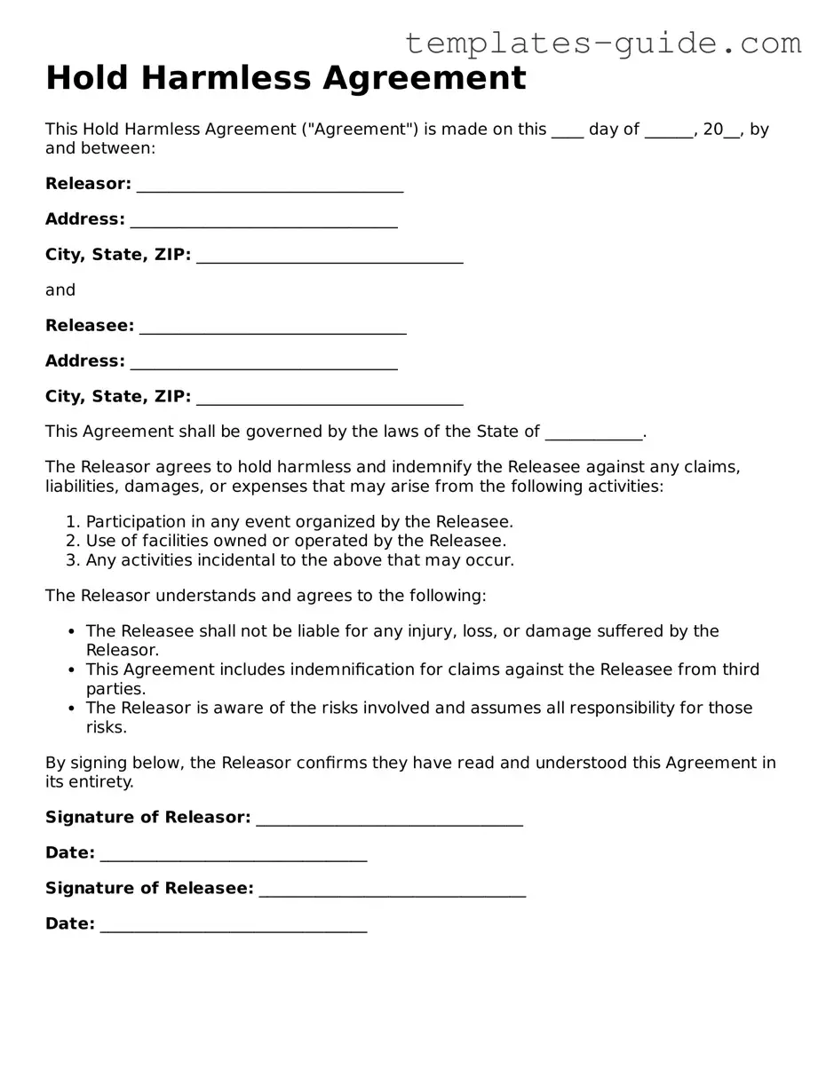 Hold Harmless Agreement Template