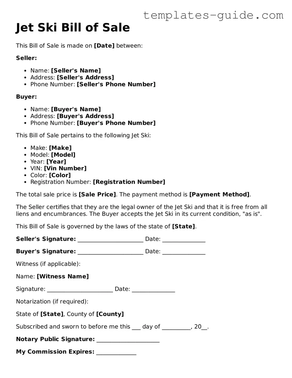 Jet Ski Bill of Sale Template