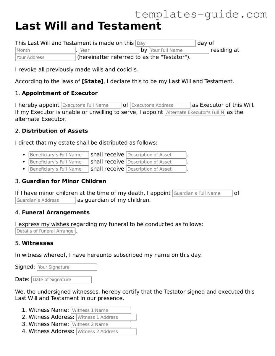 Last Will and Testament Template