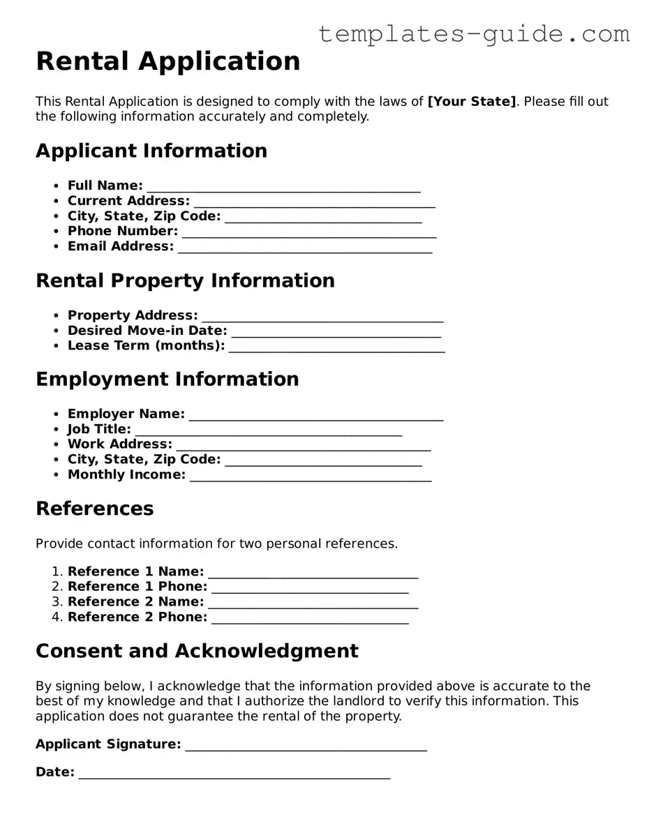 Rental Application Template