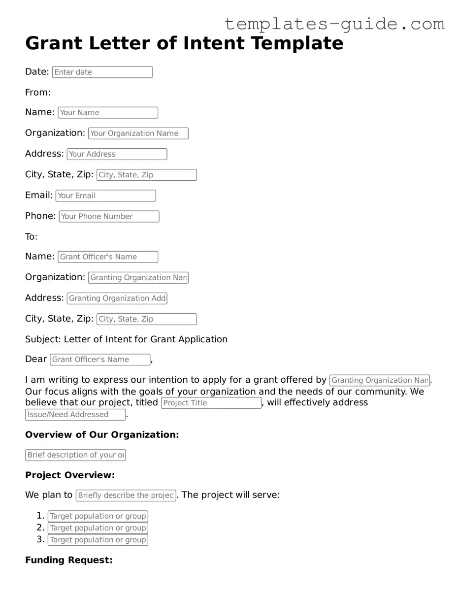 Grant Letter of Intent Template