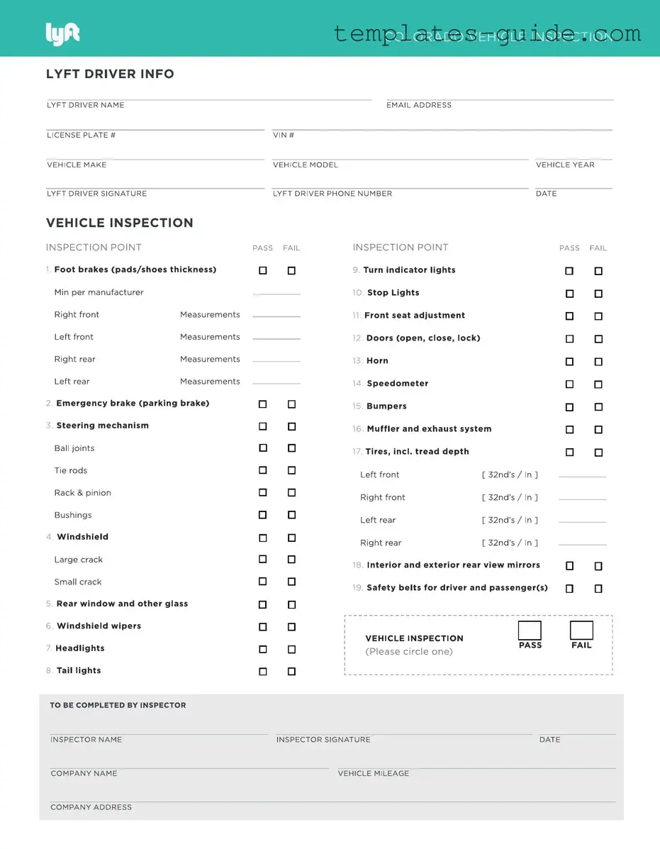 Fill Out a Valid Lyft Inspection Template