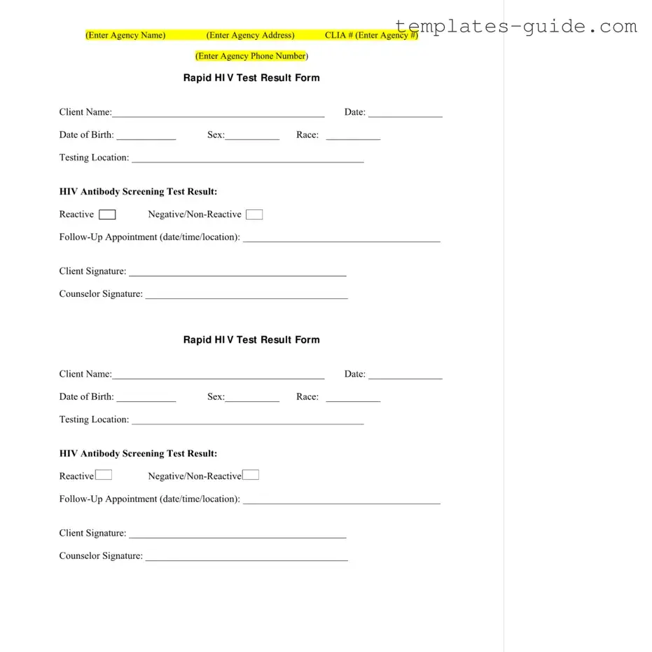 Fill Out a Valid Negative Hiv Test Template