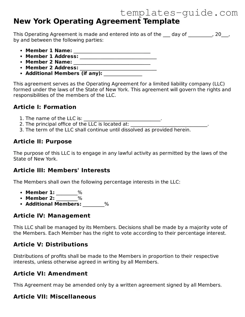 Free  Operating Agreement Form for New York