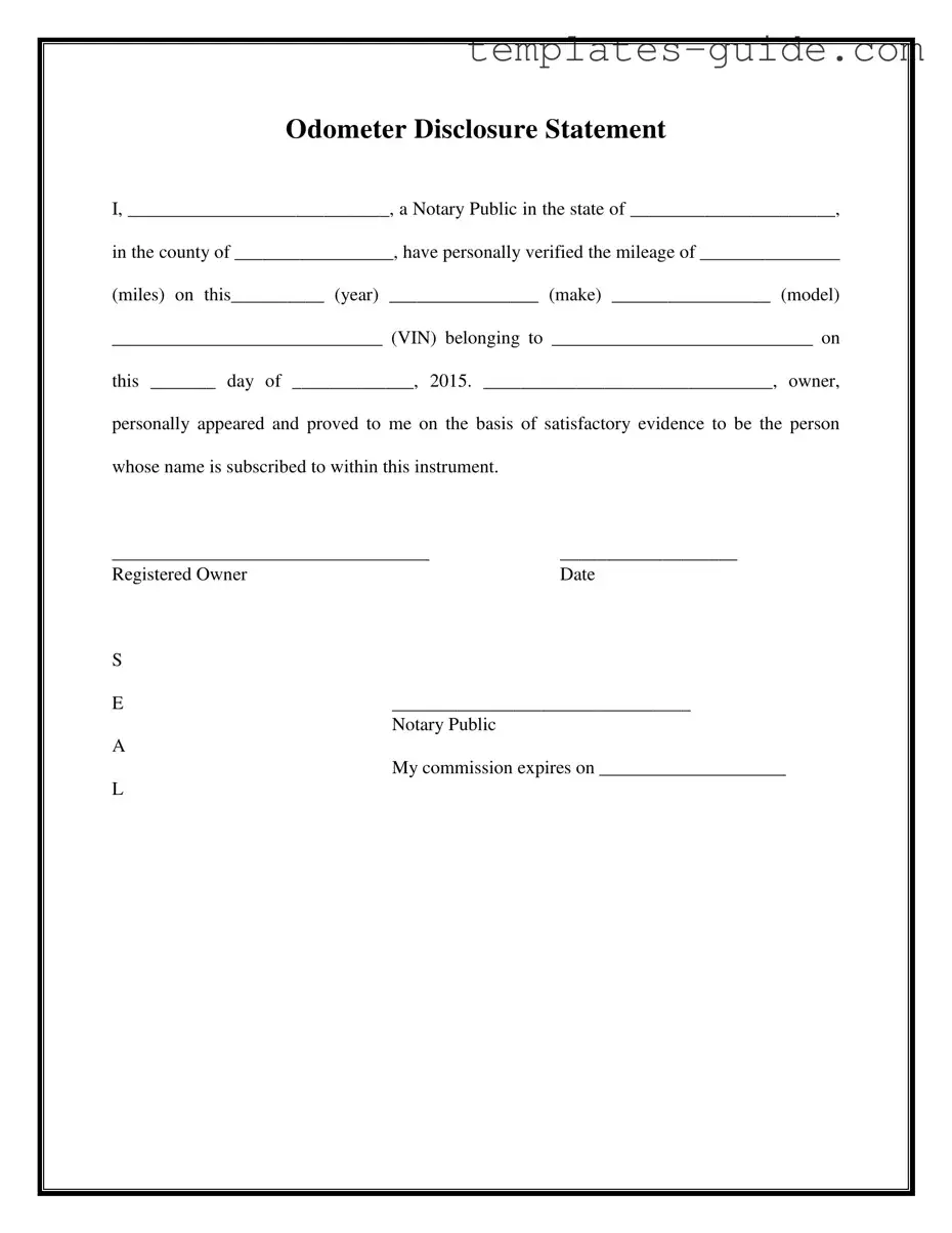 Fill Out a Valid Notarized Odometer Statement Template