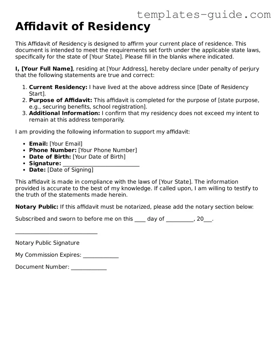 Affidavit of Residency Template