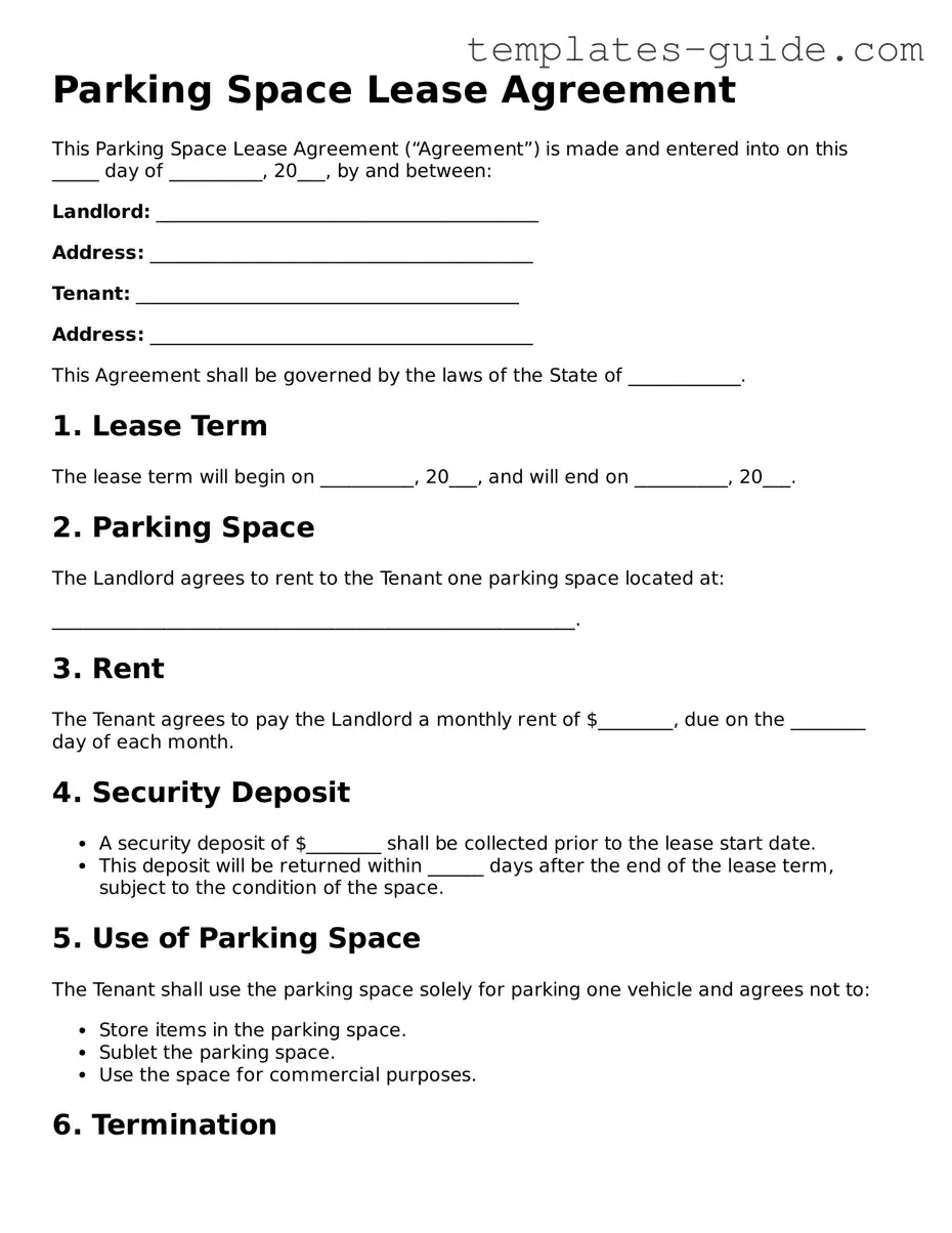 Parking Space Lease Agreement Template