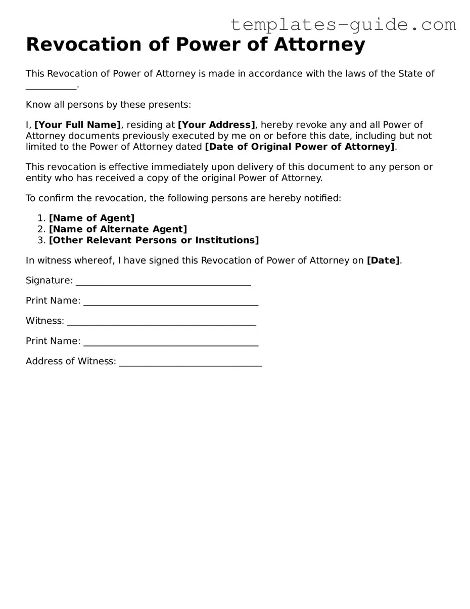 Revocation of Power of Attorney Template