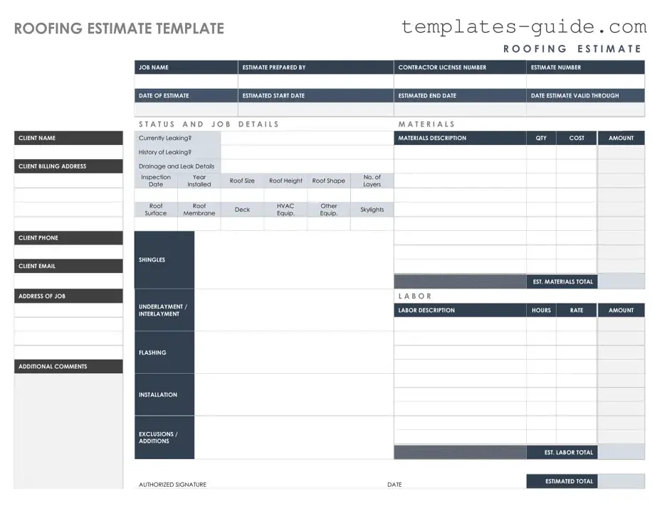 Fill Out a Valid Roofing Estimate Template
