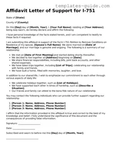 Affidavit Letter of Support for I-751 Template